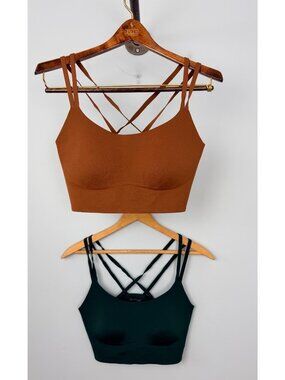 Offline by Aerie Real Me Most Support Sports Bras - Set of 2 Brown/Teal Strappy